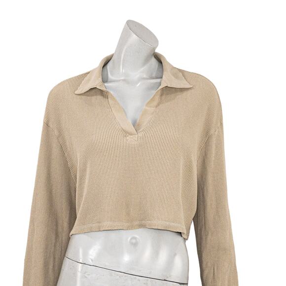 The RANGE Women's Cropped Waffle knit Top Cotton blend size Small - Picture 9 of 11